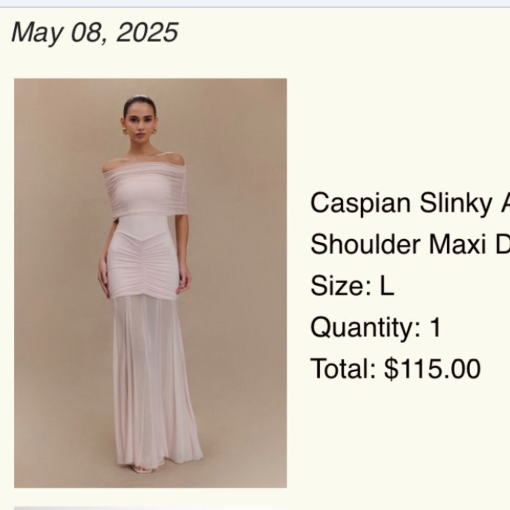 Meshki Caspian Slinky And Mesh Off Shoulder Maxi Dress - Pale Pink, Size L